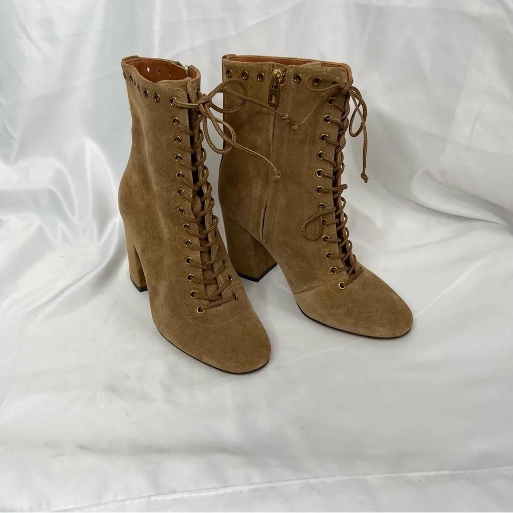 Coach Camel Suede Dean Lace Up Booties - Picture 5 of 10
